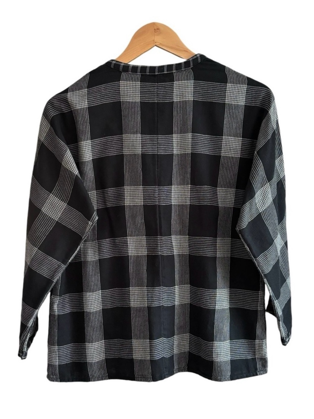 Madewell Boheme Popover Hayden Plaid Black
 & Gray Peasant Top S - Picture 4 of 6